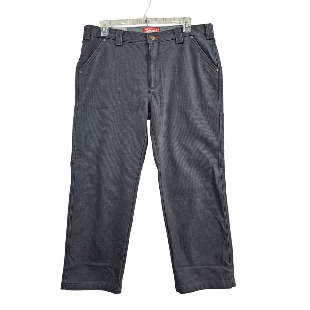 Coleman Fleece Lined Canvas Work Pants Mens 38x30 Phantom Gray Utility Stretch